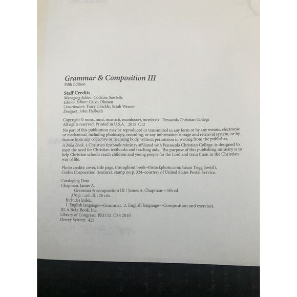 A Beka Book Grammar And Composition III 5th Edition Teacher Key Homeschool Book‎ - Picture 4 of 12